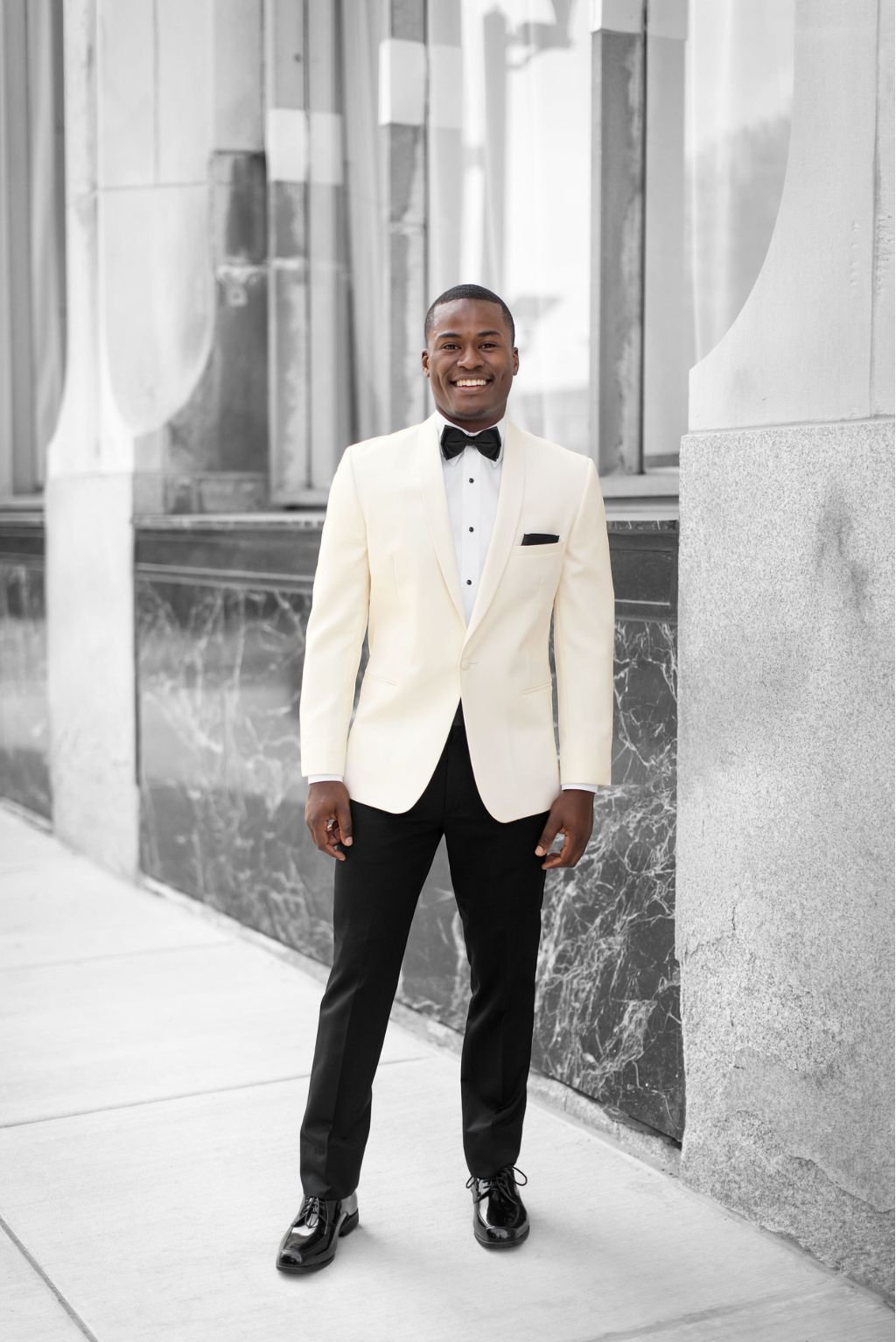 Man dressed in Dinner Jacket Dress, styled by Perfect Fit Formal Wear and Paul Huenefeldt